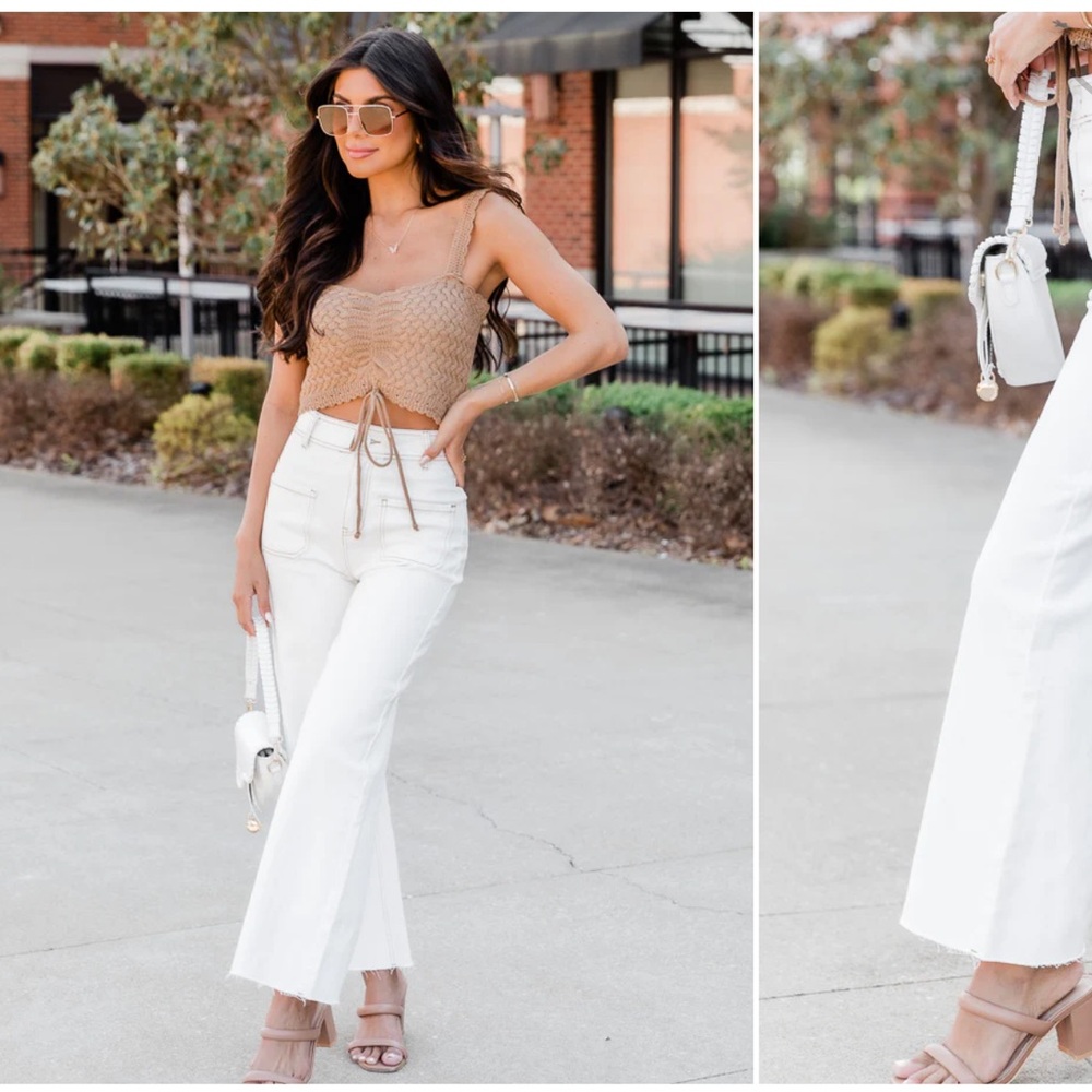 Pink Lily Boutique - HEARD A RUMOR WHITE WIDE LEG JEANS